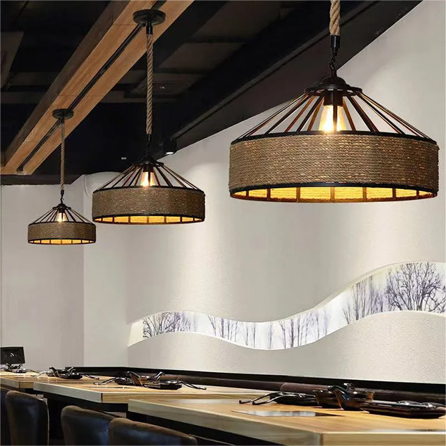 Iron Hemp Rope Mongolian American Country Industrial Wind Chandelier Creative Retro Restaurant Lighting Bar Cafe Lighting