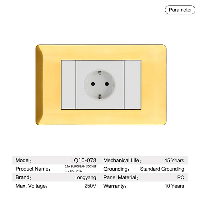with USB 16A European Socket Wall Switches Sockets with USB