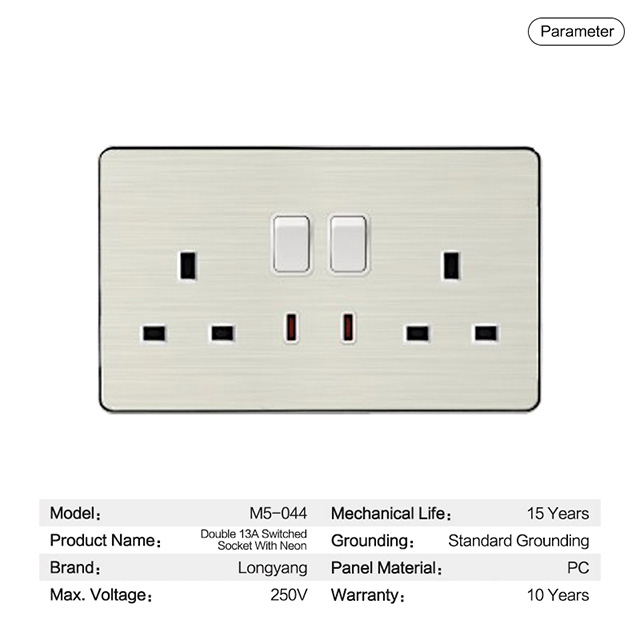 Double Pole Switch Twin Electrical Wall Single Switched Socket