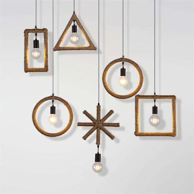Iron Hemp Rope Mongolian American Country Industrial Wind Chandelier Creative Retro Restaurant Lighting Bar Cafe Lighting