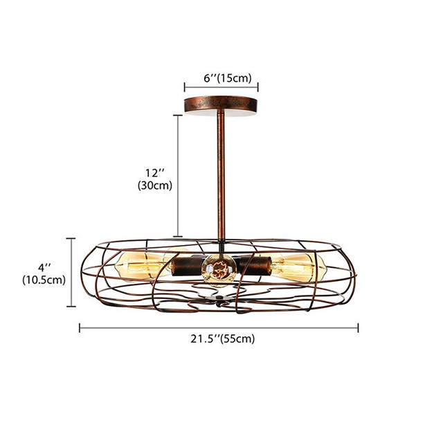 LED Pendant Lights Retro Loft Hanging Lamp Industrial Style Light Metal Cage Pendants Lighting Fixture for Living Room Kitchen