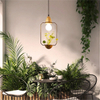 LED Iron Plant Hanging Lamp Glass Wood Base Art Deco Lighting Fixtures E27 for Restaurant Kitchen Bar Lights Pendant Light