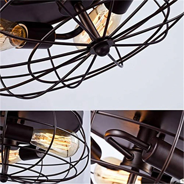 LED Pendant Lights Retro Loft Hanging Lamp Industrial Style Light Metal Cage Pendants Lighting Fixture for Living Room Kitchen