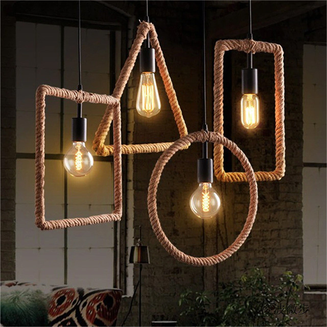 Iron Hemp Rope Mongolian American Country Industrial Wind Chandelier Creative Retro Restaurant Lighting Bar Cafe Lighting