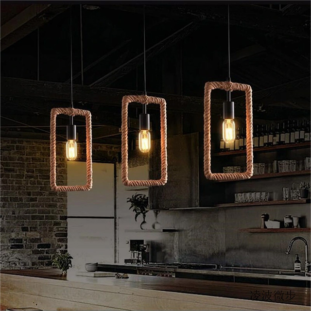 Iron Hemp Rope Mongolian American Country Industrial Wind Chandelier Creative Retro Restaurant Lighting Bar Cafe Lighting